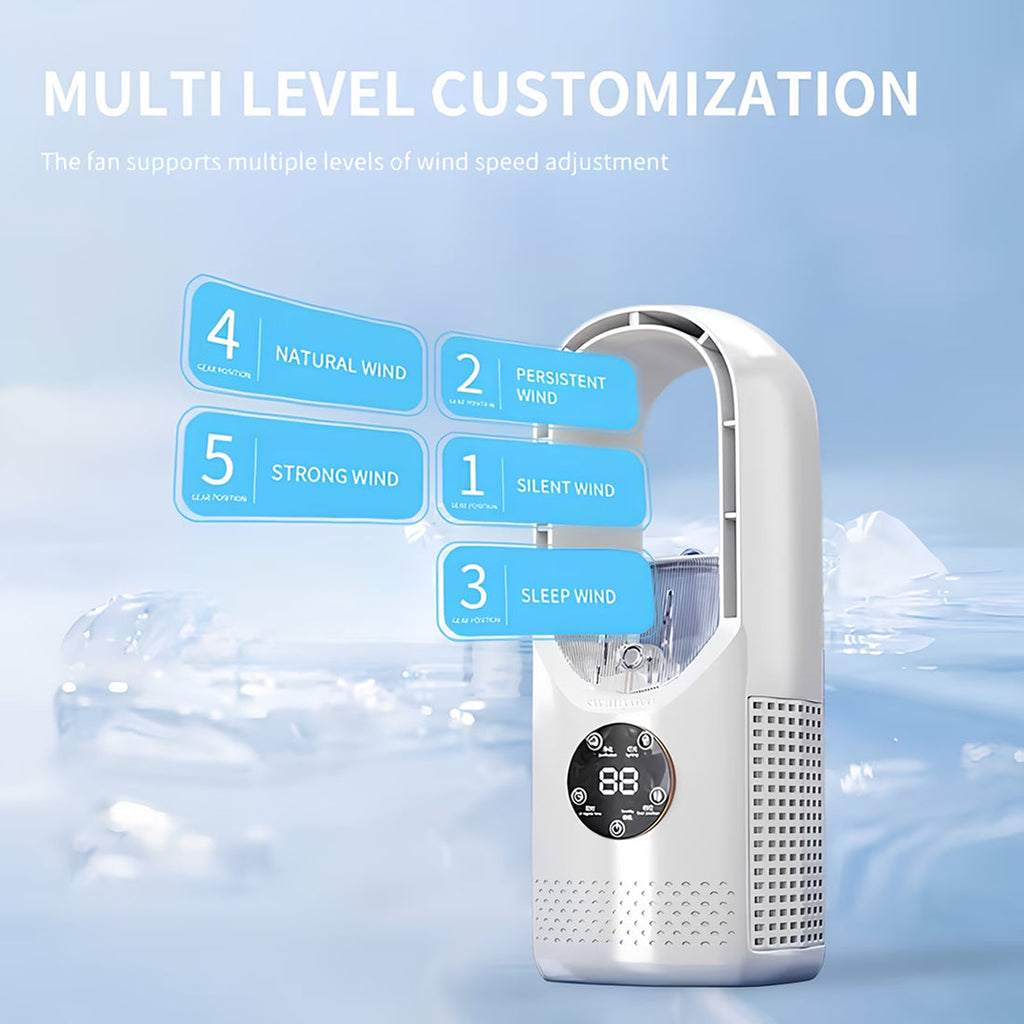 Portable Air Cooler with Mist and Bladeless Airflow