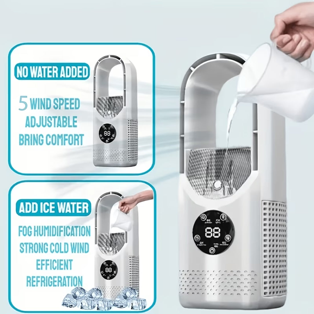 Portable Air Cooler with Mist and Bladeless Airflow